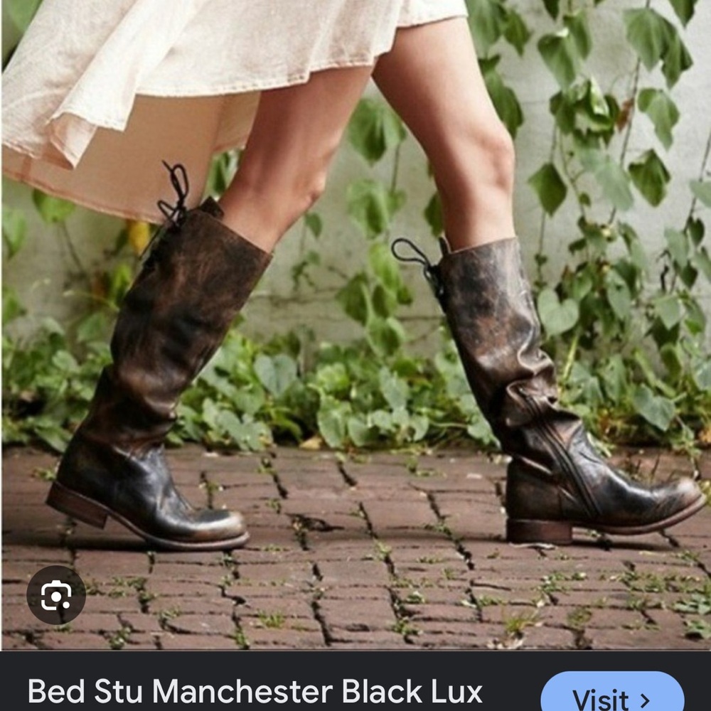 BED|STU Manchester Distressed Black Lux Leather Tall Boots Size 8